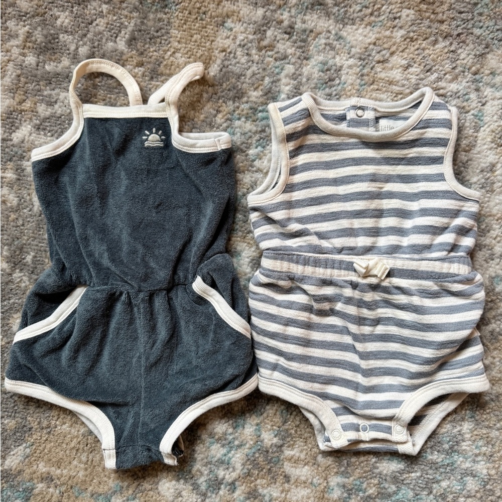 2x sleeveless rompers, Little Co. and Little Planet size 6 months